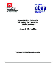   	
   U.S.	
  Army	
  Corps	
  of	
  Engineers	
   Air	
  Leakage	
  Test	
  Protocol	
  for	
   Building	
  Envelopes	
  