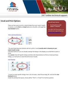 Email and Print Options There are two ways to print or email listings from your search results in InnoVia: via the Print and Email buttons on the left, or through the Use Checked button.  You will learn how to: