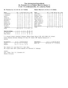 The Automated ScoreBook St. Francis (IL) at Robert Morris (Game[removed]at Bensenville, Ill. (Liberty Field)