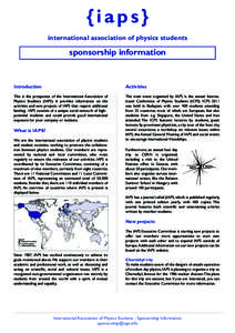 {iaps} international association of physics students sponsorship information  Introduction