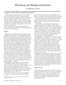 Feldspar and Nepheline Syenite By Michael J. Potter Domestic survey data and tables were prepared by Hoa P. Phamdang, statistical assistant, and the world production table was prepared by Glenn J. Wallace, international 