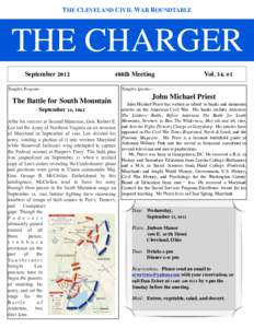 THE CLEVELAND CIVIL WAR ROUNDTABLE  THE CHARGER !  September 2012