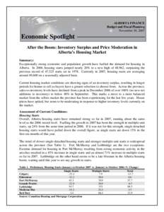 Alberta Finance - Economic Spotlight