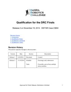       Qualification for the DRC Finals     Release 2 on November 19, 2014.  DISTAR Case 23894 
