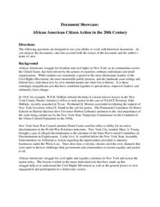 New York State Archives Document Showcase African American Citizen Action in the Twentieth Century