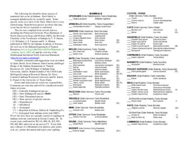 Microsoft Word - IN Mammal Checklist 2014.doc