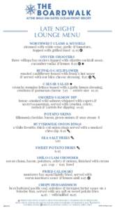 AT THE SHILO INN SUITES OCEAN FRONT RESORT  LATE NIGHT LOUNGE MENU NORTHWEST CLAMS & MUSSELS