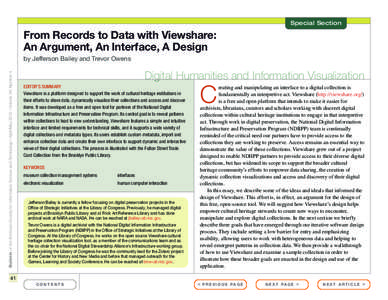 Special Section  From Records to Data with Viewshare: An Argument, An Interface, A Design Bulletin of the American Society for Information Science and Technology – April/May 2012 – Volume 38, Number 4