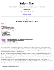 PROTECTING NGO EMPLOYEES WHO WORK IN AREAS OF CONFLICT Second Edition Mark Cutts & Alan Dingle Save the Children  Chapter 7