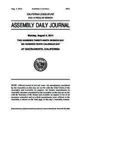 Aug. 4, 2014  ASSEMBLY JOURNAL 5831