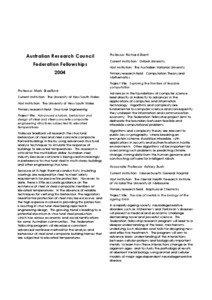Australian Research Council Federation Fellowships 2004