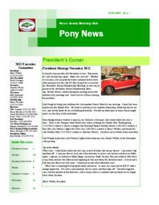 NOVEMBER[removed]Pierce County Mustang Club Pony News President’s Corner