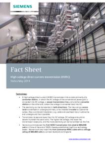 Fact Sheet: High-voltage direct current transmission (HVDC)