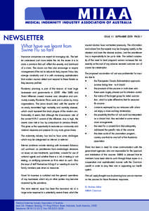 MEDICAL INDEMNITY INDUSTRY ASSOCIATION OF AUSTRALIA  NEWSLETTER ISSUE 15 - SEPTEMBER[removed]PAGE 1
