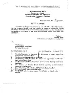 (TO BE PUBLISHED IN THE GAZETTE OF INDIA PART I SECTION 2)  No[removed]AIS-III Government of India Ministry of Personnel, P.G. & Pensions (Department of Personnel & Training)