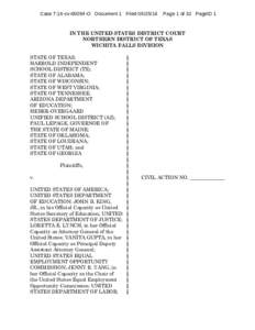 Case 7:16-cvO Document 1 FiledPage 1 of 32 PageID 1 IN THE UNITED STATES DISTRICT COURT NORTHERN DISTRICT OF TEXAS