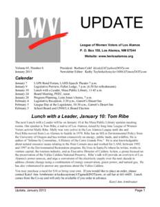 UPDATE League of Women Voters of Los Alamos P. O. Box 158, Los Alamos, NM[removed]Website: www.lwvlosalamos.org  Volume 65, Number 6