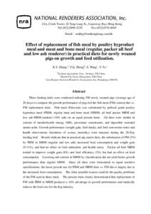 Replacement of fishmeal by ponltry by-produetmeal and bone meal in a practical diet for grow-out culture of yellow crealer, __