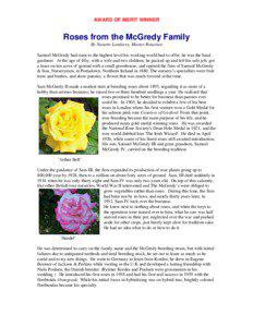 AWARD OF MERIT WINNER  Roses from the McGredy Family