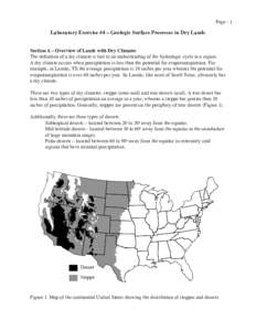 Page -   Laboratory Exercise #4 – Geologic Surface Processes in Dry Lands Section A – Overview of Lands with Dry Climates The definition of a dry climate is tied to an understanding of the hydrologic cycle in a regi