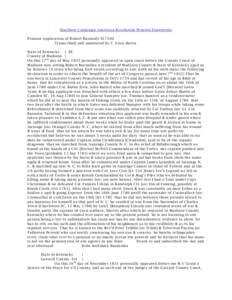 Southern Campaign American Revolution Pension Statements Pension Application of Robert Burnside S17304 Transcribed and annotated by C. Leon Harris State of Kentucky } SS County of Madison }