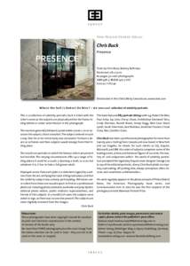New Release Kehrer Verlag  Chris Buck Presence  Texts by Chris Buck, Rodney Rothman