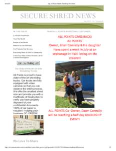 Aug All Points Mobile Shredding Newsletter SECURE SHRED NEWS Aug 2015 ­ Vol. 10 Issue 8