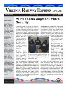 VIRGINIA RAILWAY EXPRESS UPDATE[removed]Editor’s Note: Tax season is almost over, but