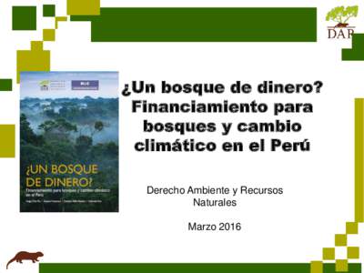 ¿Un bosque de dinero? Financiamiento para bosques y cambio climático en el Perú Derecho Ambiente y Recursos Naturales