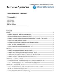 Frequent Questions: Ocean and Great Lakes Jobs  FREQUENT QUESTIONS Ocean and Great Lakes Jobs February 2014 NOAA Coastal