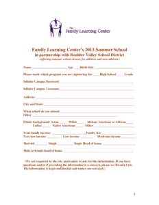 Family Learning Center’s “Ignite Your Potential” Rites of Passage[removed]Program Registration Form