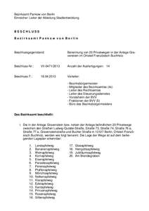 Bezirksamt Pankow von Berlin Einreicher: Leiter der Abteilung Stadtentwicklung