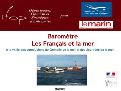 pour  Baromètre Les Français et la mer A la veille des conclusions du Grenelle de la mer et des Journées de la mer