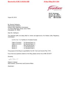 Received by IURC[removed]BD  30-day Filing ID # [removed]W. Exchange Owosso, MI 48867