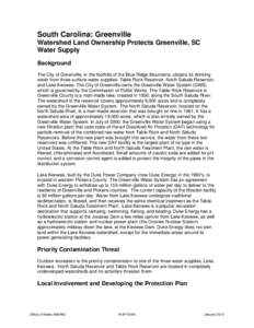 Lake Keowee / Saluda River / Reservoir / Saluda /  North Carolina / Water supply network / Keowee / Greenville /  South Carolina / Oconee Nuclear Station / South Carolina / Geography of the United States / Duke Energy