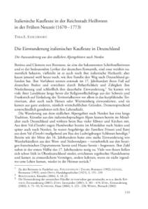 Italienische Kaufleute in der Reichsstadt Heilbronn in der Frühen Neuzeit (1670 – 1773) THEA E. STOLTERFOHT