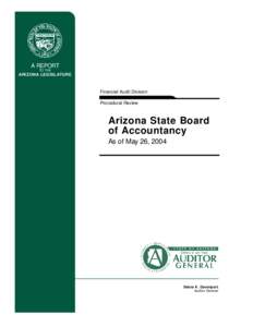 A REPORT TO THE ARIZONA LEGISLATURE  Financial Audit Division