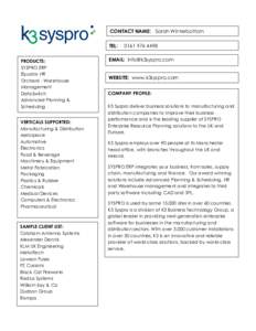 Business / Economy / Manufacturing / ERP software / Computer-aided engineering / Information technology management / Management / Enterprise resource planning / Syspro