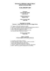 UNIVERSITÀ DI MODENA E REGGIO EMILIA UPDATE ON ASTHMA[removed]JANUARY 2007 PRESIDENTS  LEONARDO M. FABBRI