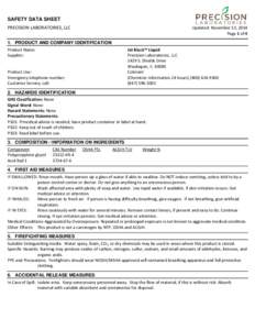 SAFETY DATA SHEET PRECISION LABORATORIES, LLC 1. PRODUCT AND COMPANY IDENTIFICATION Product Name: Supplier: Product Use: