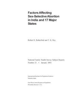 Factors Affecting Sex-Selective Abortion in India and 17 Major