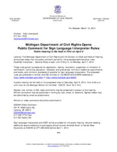 STATE OF MICHIGAN DEPARTMENT OF CIVIL RIGHTS EXECUTIVE RICK SNYDER GOVERNOR