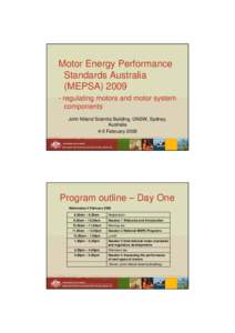 Motor Energy Performance Standards Australia (MEPSA) 2009