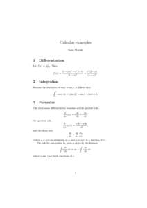 Calculus examples Sam Marsh 1  Differentiation