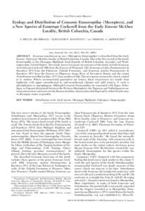 ECOLOGY AND POPULATION BIOLOGY  Ecology and Distribution of Cenozoic Eomeropidae (Mecoptera), and a New Species of Eomerope Cockerell from the Early Eocene McAbee Locality, British Columbia, Canada S. BRUCE ARCHIBALD,1 A