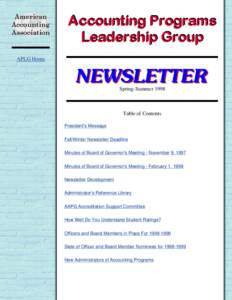 Accounting Programs Leadership Group 1998 Spring-Summer Newsletter