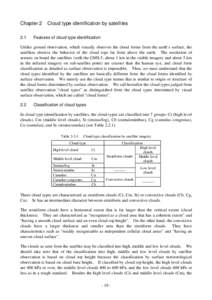 Chapter 2 Cloud type identification by satellites