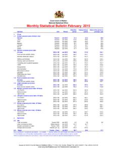 Government of Malawi National Statistical Office Monthly Statistical Bulletin February 2015 Indicator 1