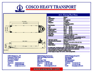 COSCO HEAVY TRANSPORT m/v Xiang Rui Kou Flag:	Chinese Classification: 	 CCS DP System: