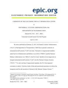 EPIC FAA 2013 Test Site Comments final